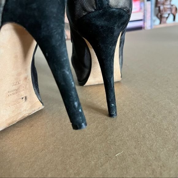 Fendi Mesh Platform Suede Heels - Picture 8 of 10